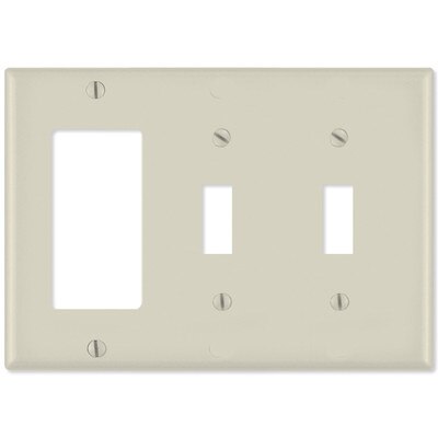 Leviton Combination Wallplate (1 Decora & 2 Toggle), Light Almond